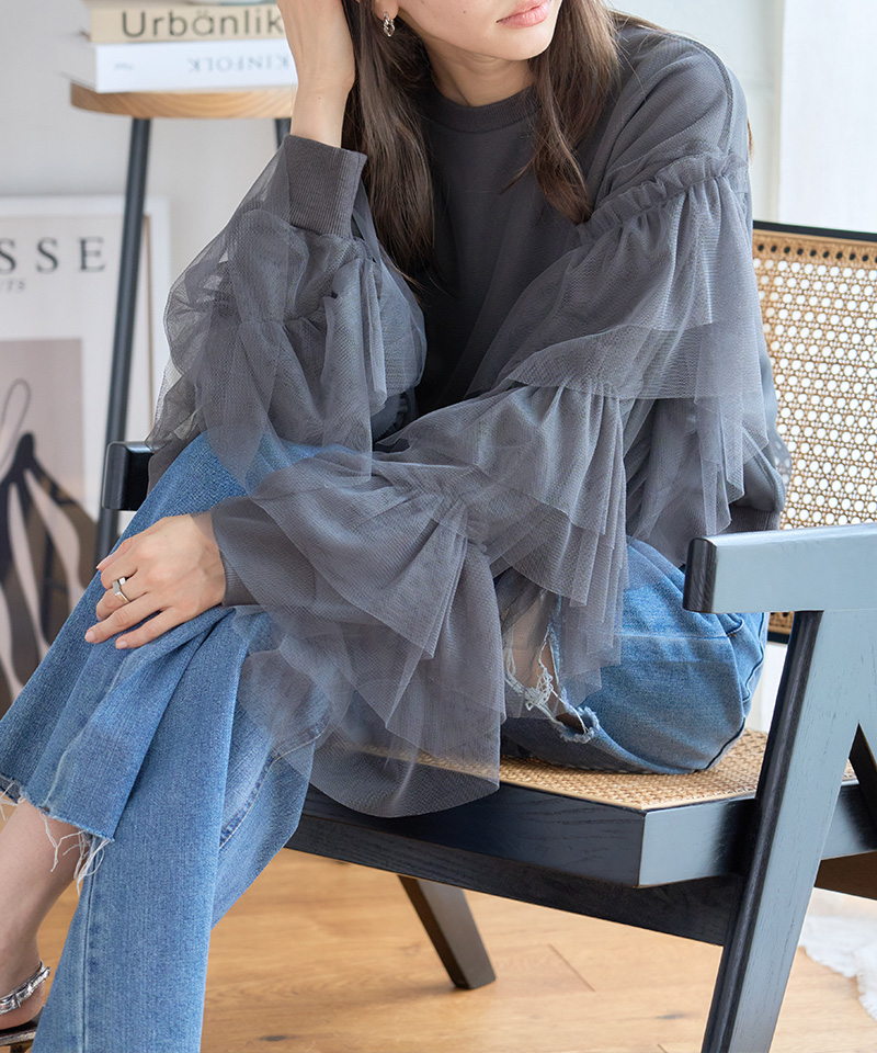 まあし！！POPPY ハートチュールスウェット グレー まあし様専用！！POPPY ハートチュールスウェット グレー - メルカリ