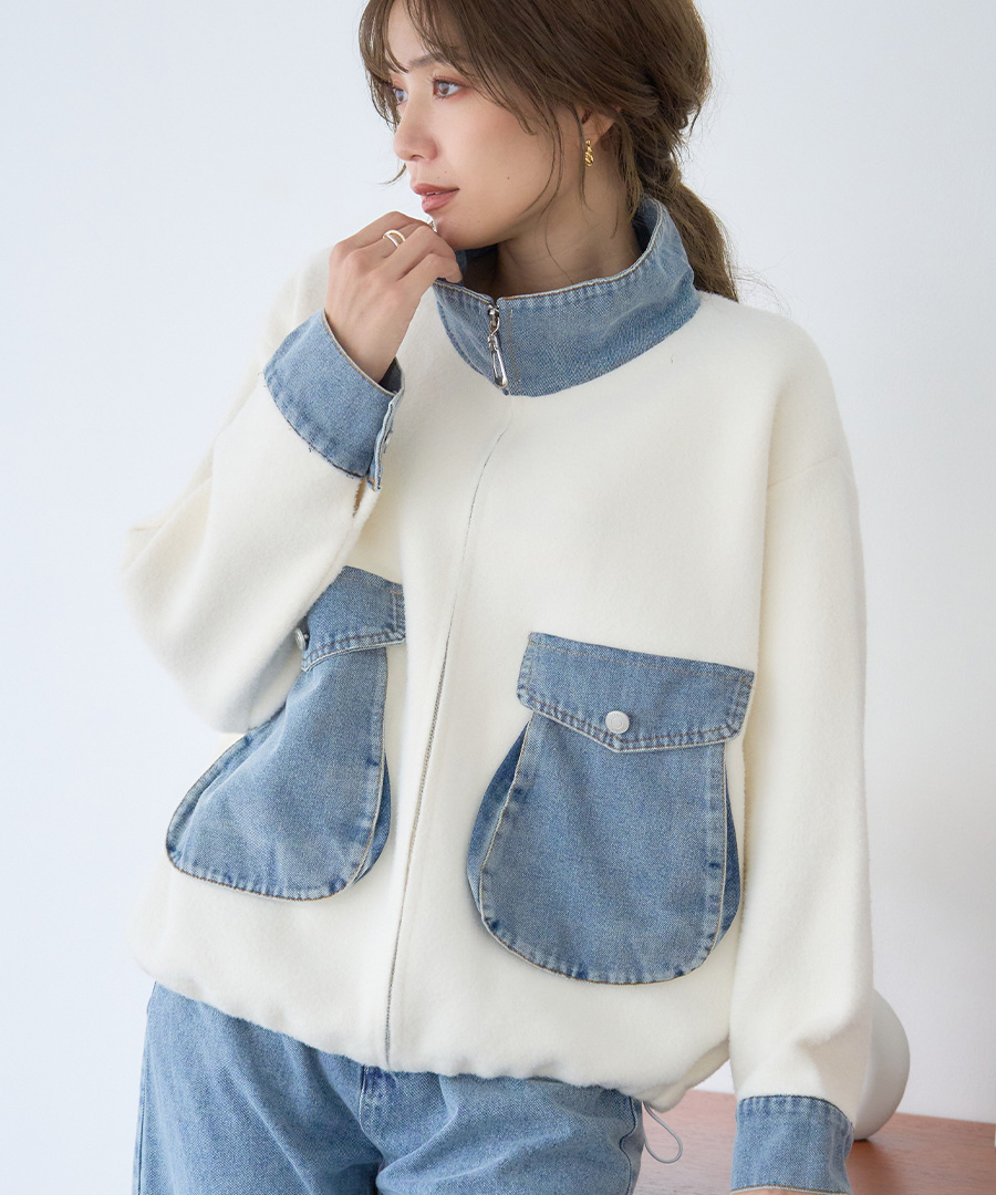 デニムドッキング 圧縮ニットブルゾン : GROWINGRICH - 通販 - Yahoo