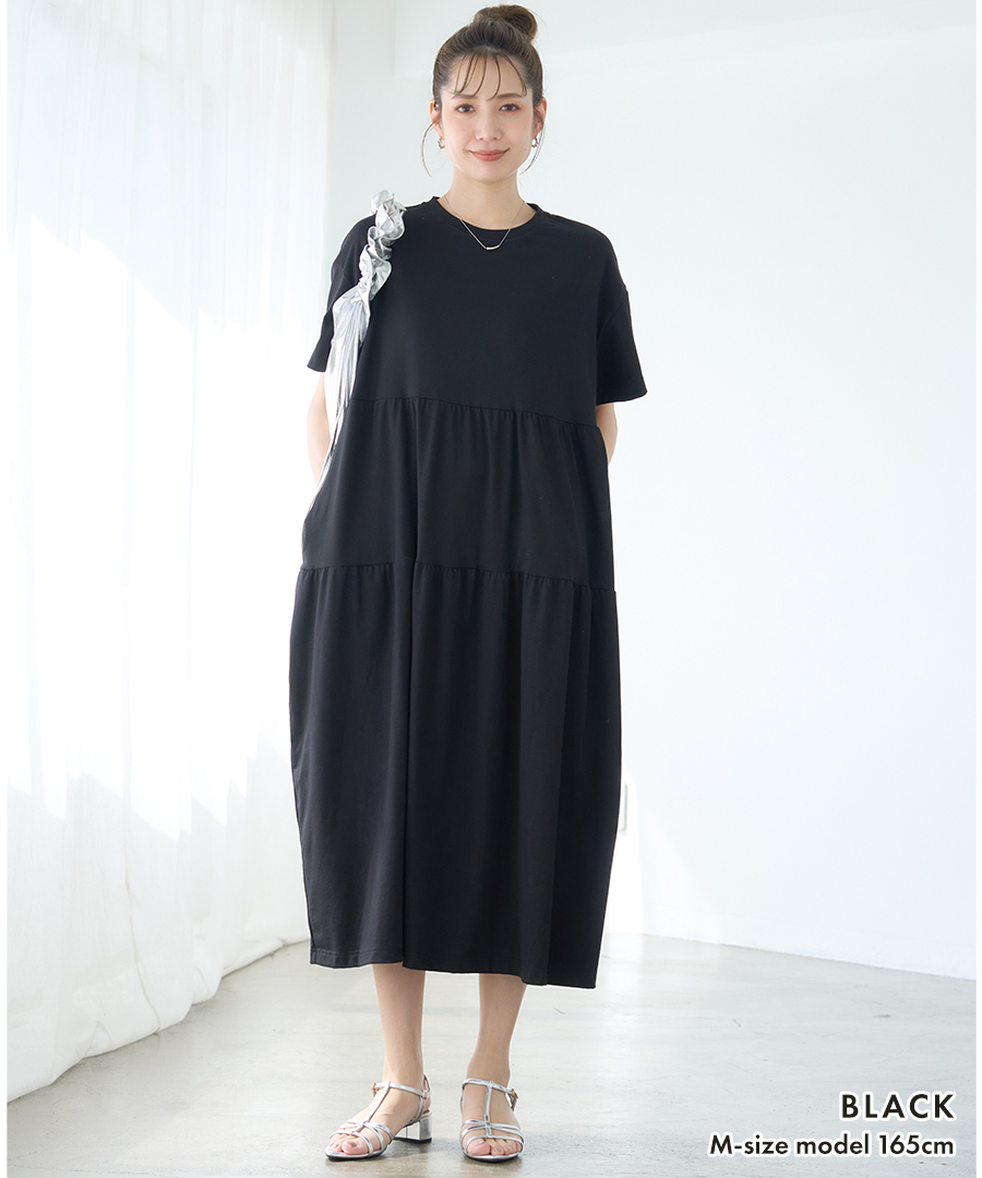 年末のプロモーション特価！ SALE tシャツ 半袖ワンピース ティアードワンピース 選べる丈 ワンピース