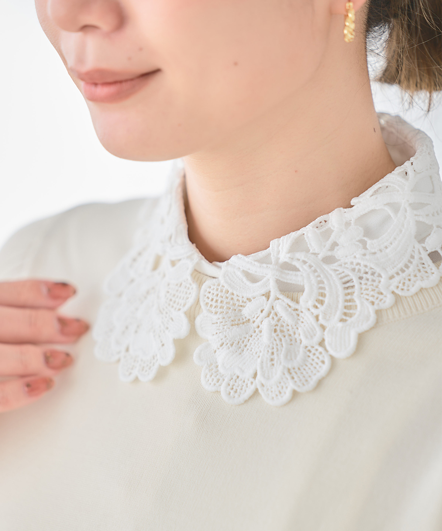 SALE つけ襟 レース 付け襟 フリル つけえり 刺繍 白 黒 おしゃれ 付け衿 フォーマル 入園式 入学式 卒業式 セレモニー ハレの日 | ブランド登録なし | 01