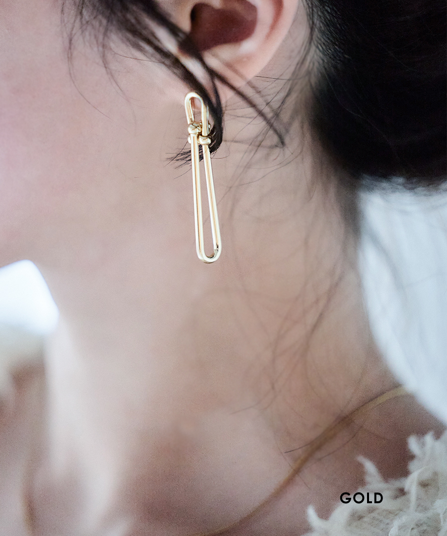 Uチェーンロングピアス ピアス レディース ボール 2way ロング 