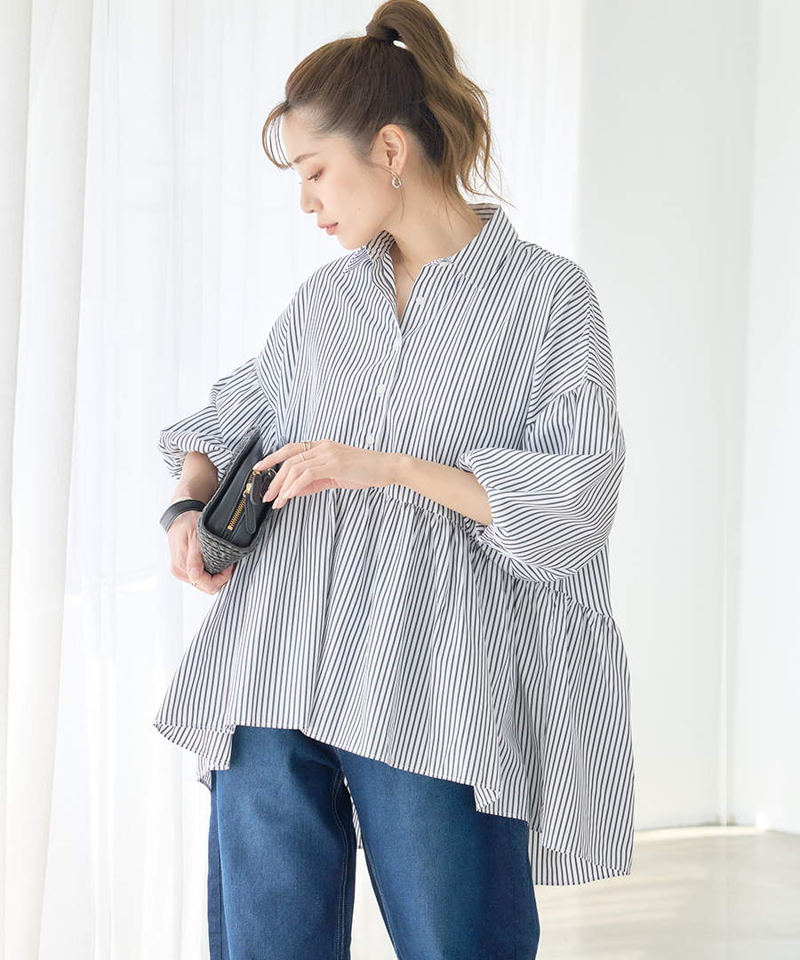 SALE バルーンハーフスリーブ シャツチュニック チュニック