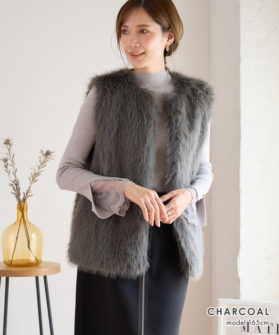 SALE ロングフォックス ファーベスト レディース ファー ベスト ジレ