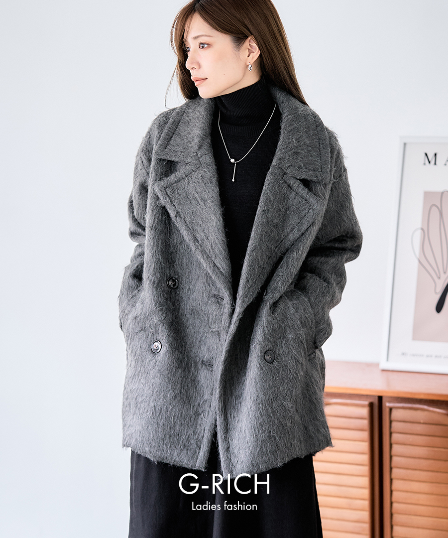 シャギー ミドルダブル コクーンコート : GROWINGRICH - 通販 - Yahoo
