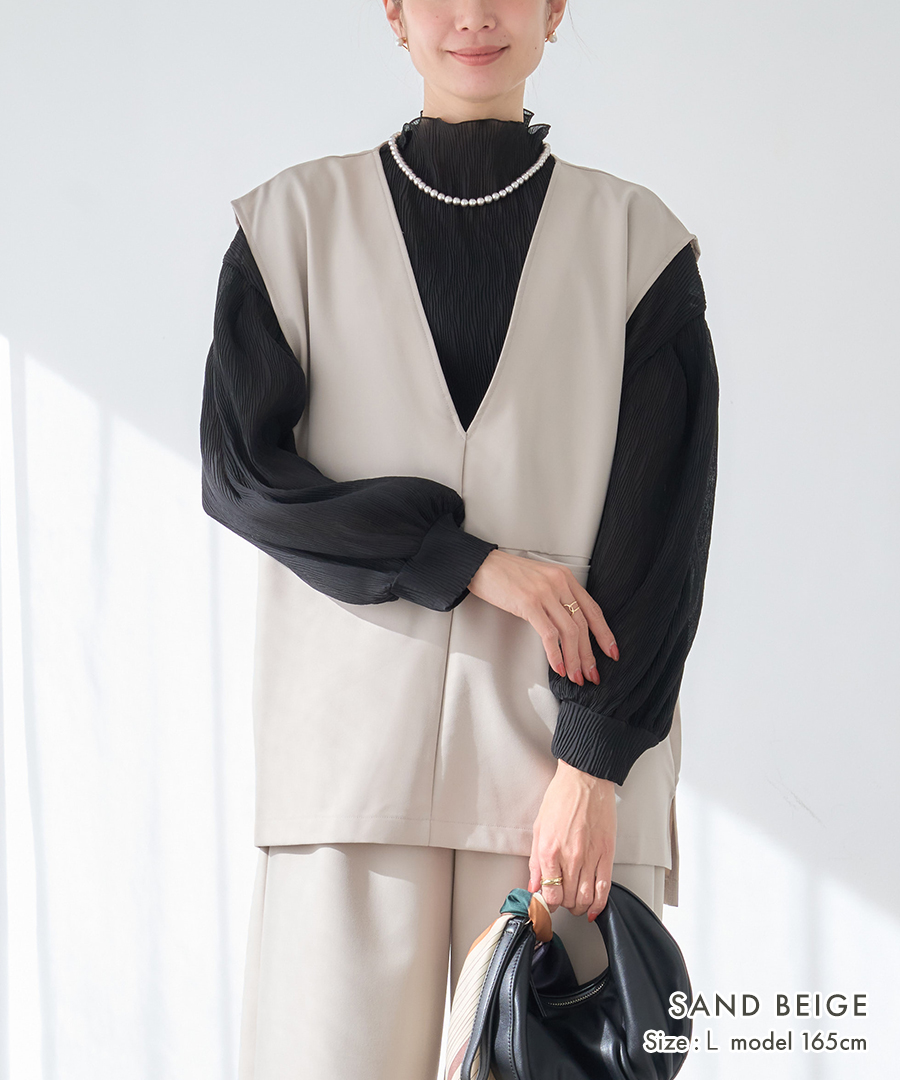 オケージョン ベストVネック ジレ レディース ポケット ツイル フォーマル 春 夏 トップス ハレの日 きれいめ オフィス 秋 | ブランド登録なし | 01