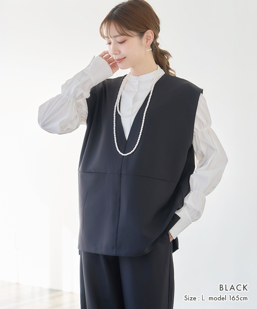 オケージョン ベストVネック ジレ レディース ポケット ツイル フォーマル 春 夏 トップス ハレの日 きれいめ オフィス 秋 | ブランド登録なし | 03