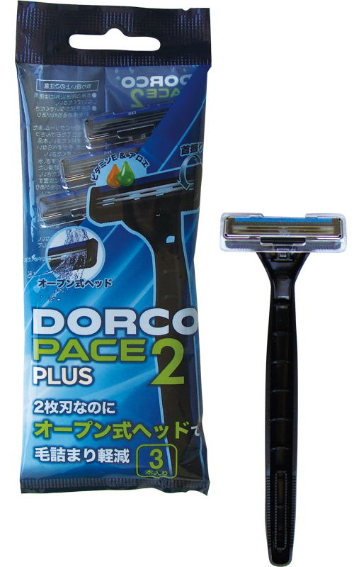 まとめ買い=12個単位】ドルコ 毛詰まり軽減2枚刃カミソリ3本入 PACE2