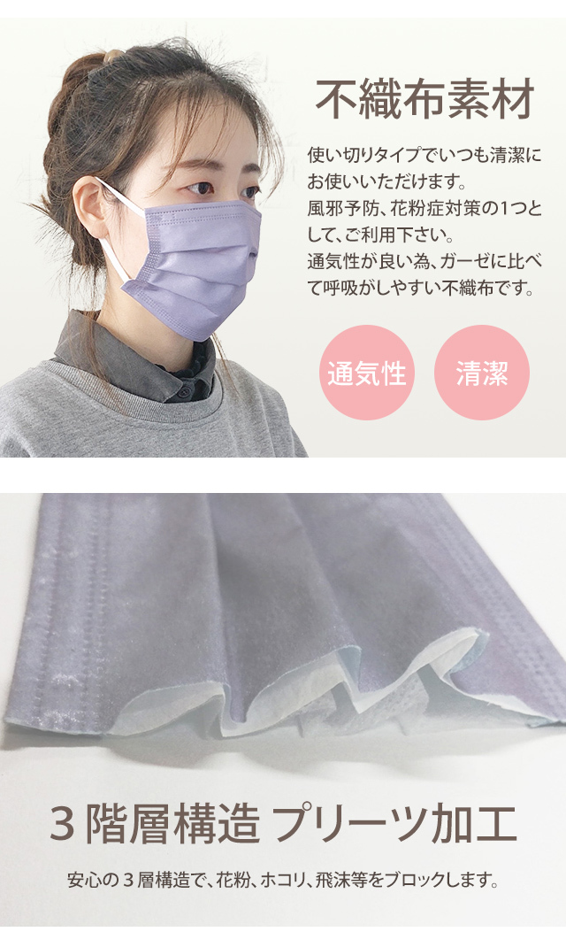 在庫限り！「レビュー記入でメール便送料無料」不織布マスク 使い捨て