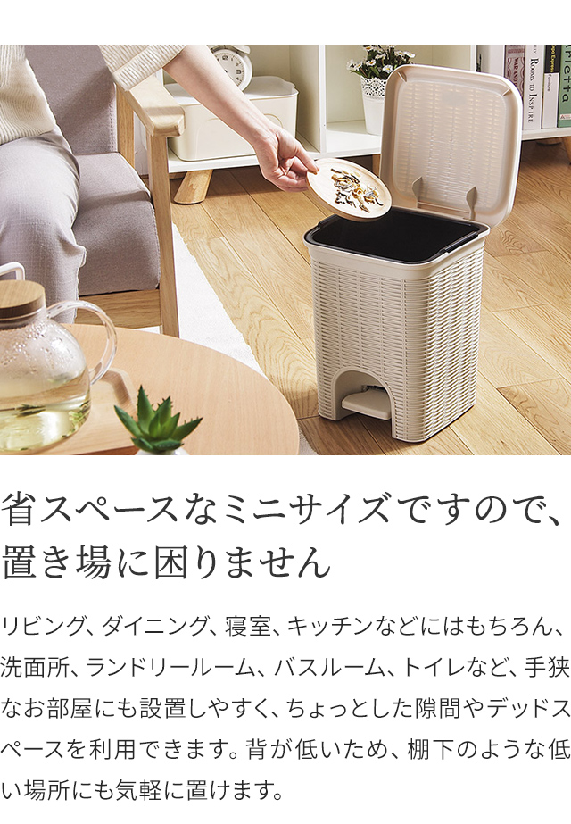 ゴミ箱 ふた付き ペダル プッシュ ペダル式 おしゃれ 籐風