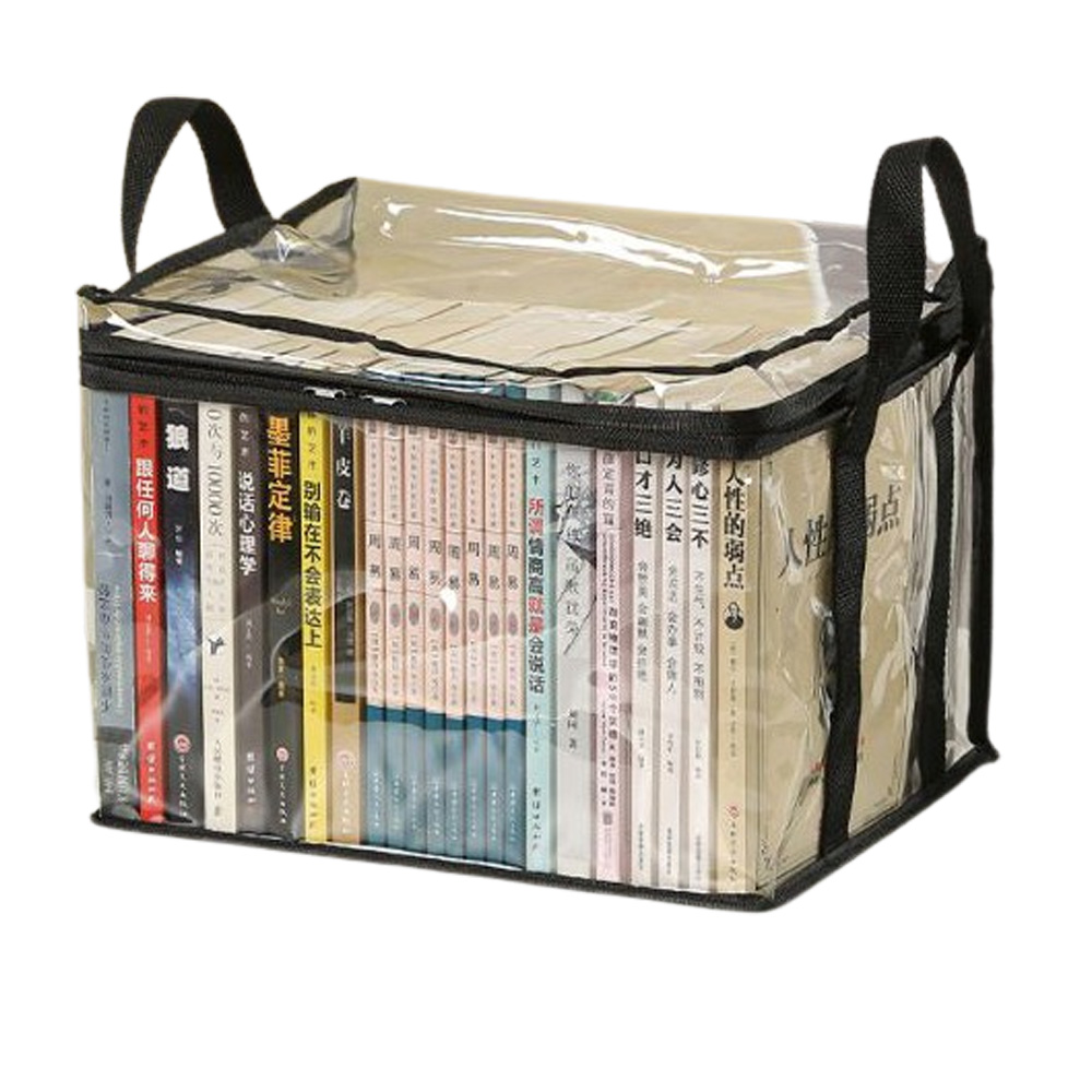 透明 収納 ケース 中サイズ 本 コミック 雑誌 クリア ビニール PVC 持ち手付き ディスプレイ 衣類 畳める 蓋付き GPT 2点迄メール便OK(gu1c197) | ブランド登録なし | 01