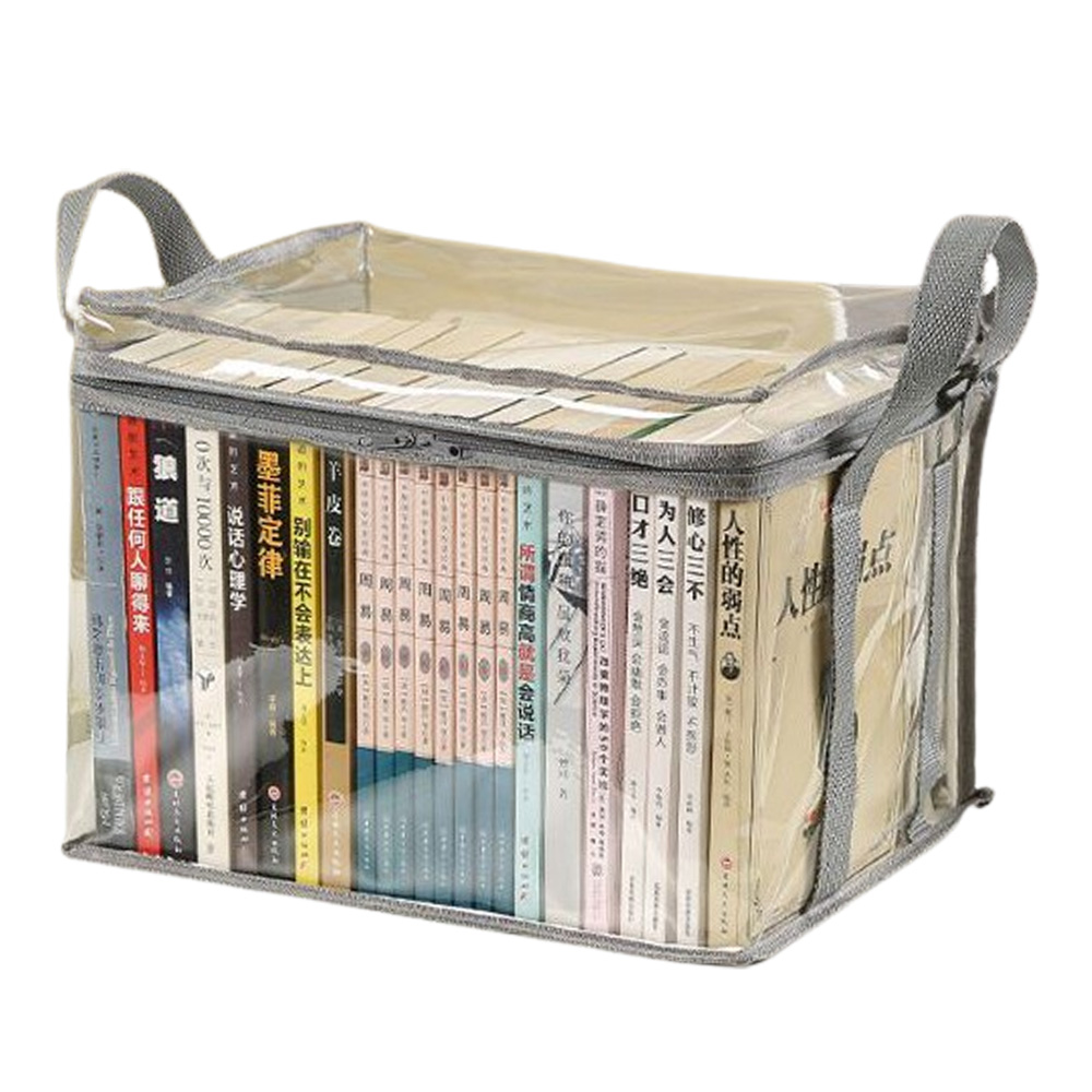 透明 収納 ケース 中サイズ 本 コミック 雑誌 クリア ビニール PVC 持ち手付き ディスプレイ 衣類 畳める 蓋付き GPT 2点迄メール便OK(gu1c197) | ブランド登録なし | 02