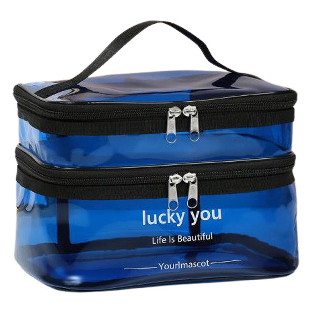 「レビュー記入でメール便送料無料」ポーチ 2層 透明 大容量 GPT バニティポーチ ブルー パープル グレー ブラウン GPT gu1c213-mail(gu1c364)(1通につき2点迄) | ブランド登録なし | 03