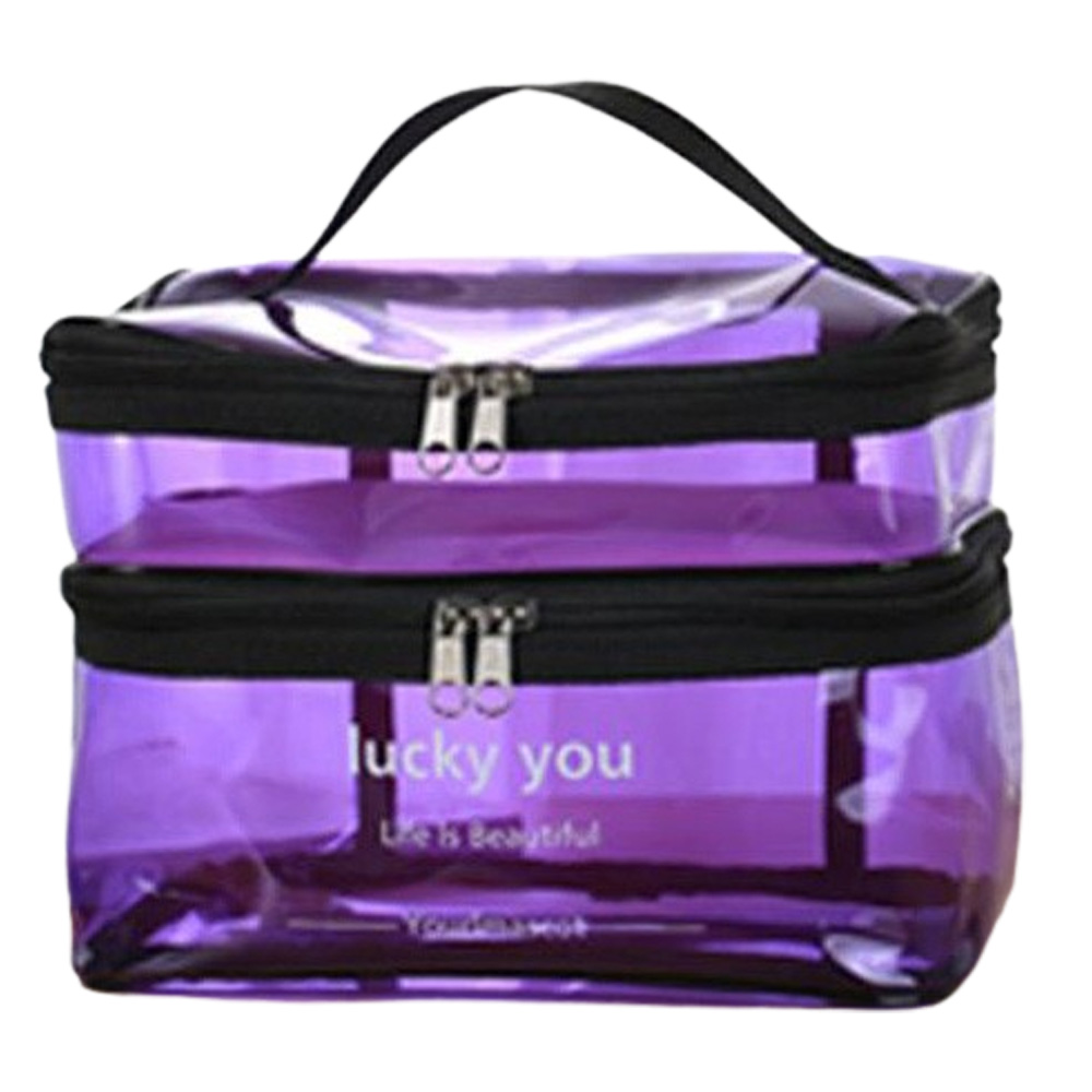 「レビュー記入でメール便送料無料」ポーチ 2層 透明 大容量 GPT バニティポーチ ブルー パープル グレー ブラウン GPT gu1c213-mail(gu1c364)(1通につき2点迄) | ブランド登録なし | 01