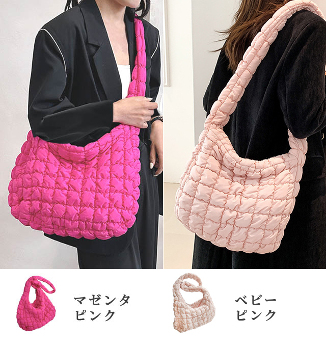 GogoCandy クタッとバッグ［Short］【リネン×ピンクチェック