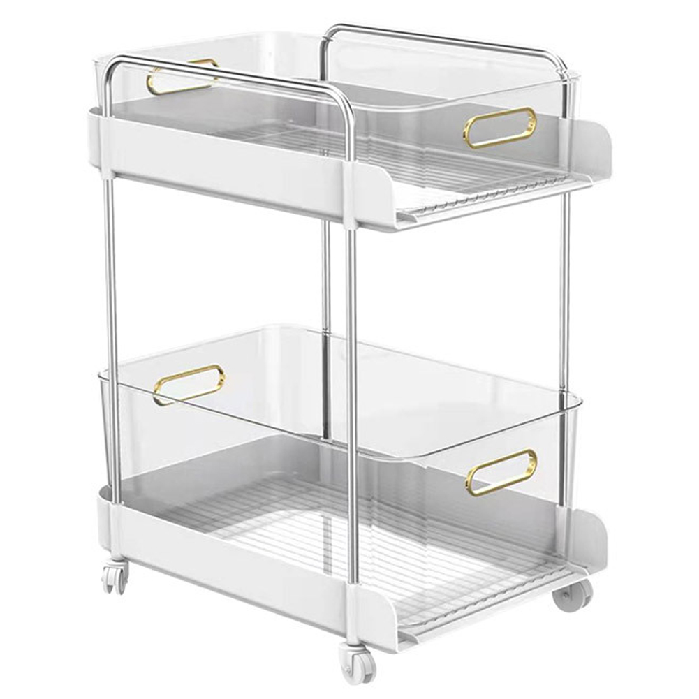 ワゴン キャスター付き スリム 2段 おしゃれ クリア キッチンワゴン リビング すき間収納 引き出し サイドワゴン 透明 インテリア GPT 送料無料(gu1c338) | ブランド登録なし | 01