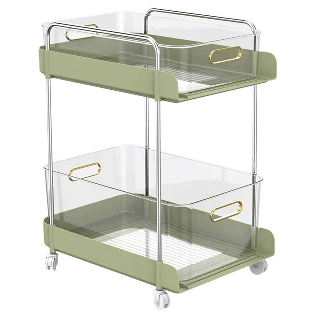 ワゴン キャスター付き スリム 2段 おしゃれ クリア キッチンワゴン
