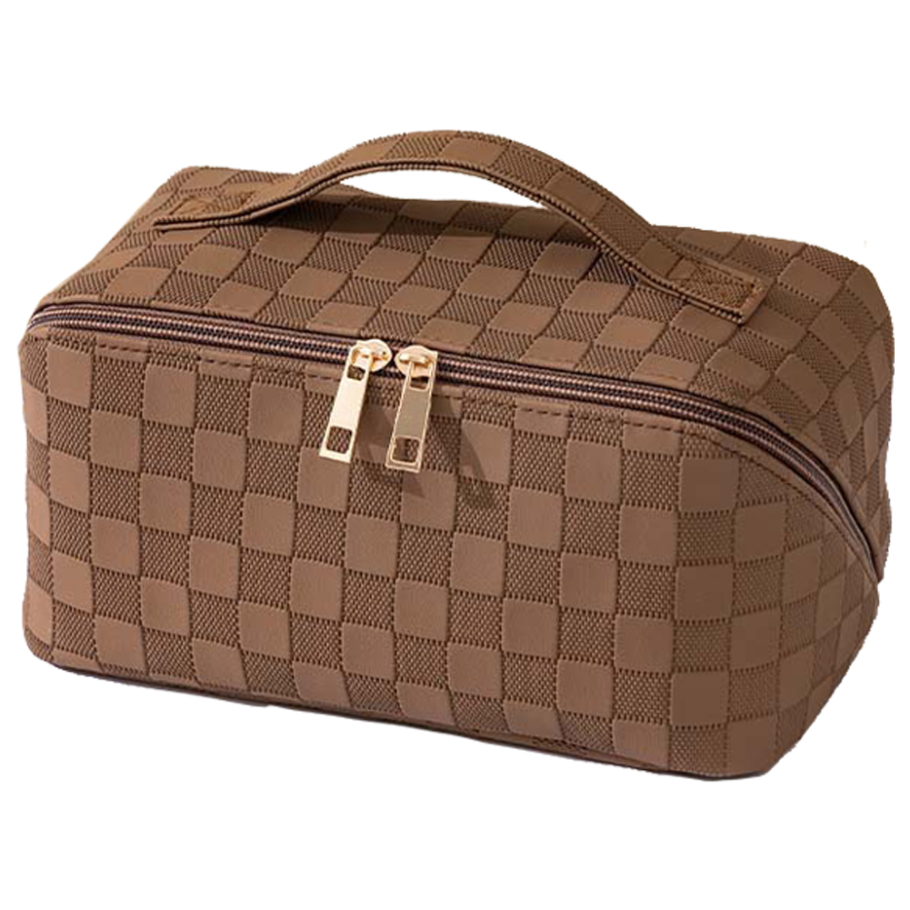 「レビュー記入でメール便送料無料」化粧ポーチ メイクポーチ コスメポーチ 格子柄 バニティポーチ 大容量 持ち手 GPT gu1c353-mail(1通につき1点迄)(gu1c440) | ブランド登録なし | 03