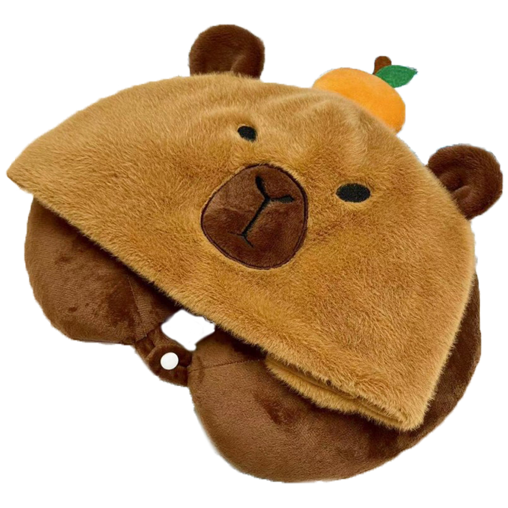 ネックピロー 飛行機 フード付き カピバラ U字型 首枕 トラベルグッズ 安眠 ピロー 旅行 機内 アニマル 夜行バス 首クッション GPT 送料無料(gu1c377) | ブランド登録なし | 01