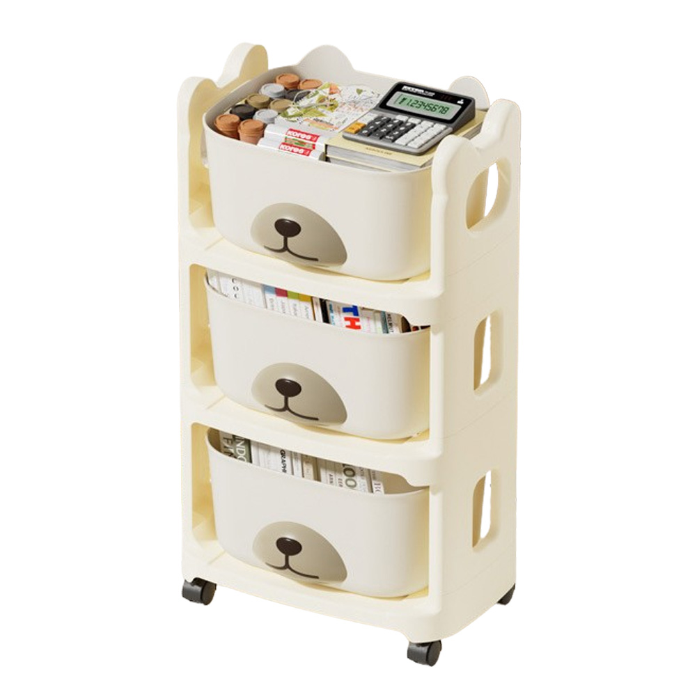 ワゴン 3段 収納ケース 収納ワゴン キャスター付き 引き出し ベビーワゴン クマ 子供部屋 ストッカー 衣類 おもちゃ おむつ ぬいぐるみ GPT 送料無料(gu1c449) | ブランド登録なし | 01
