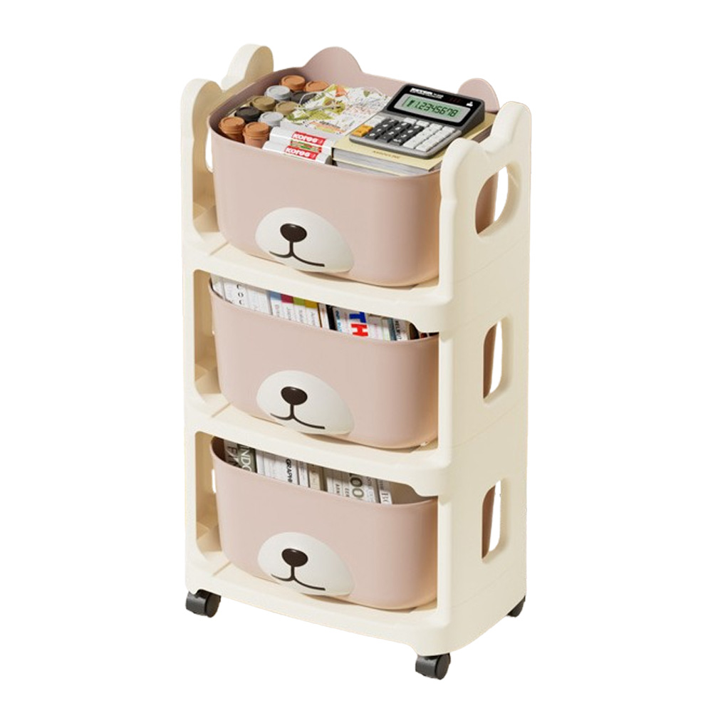 ワゴン 3段 収納ケース 収納ワゴン キャスター付き 引き出し ベビーワゴン クマ 子供部屋 ストッカー 衣類 おもちゃ おむつ ぬいぐるみ GPT 送料無料(gu1c449) | ブランド登録なし | 02