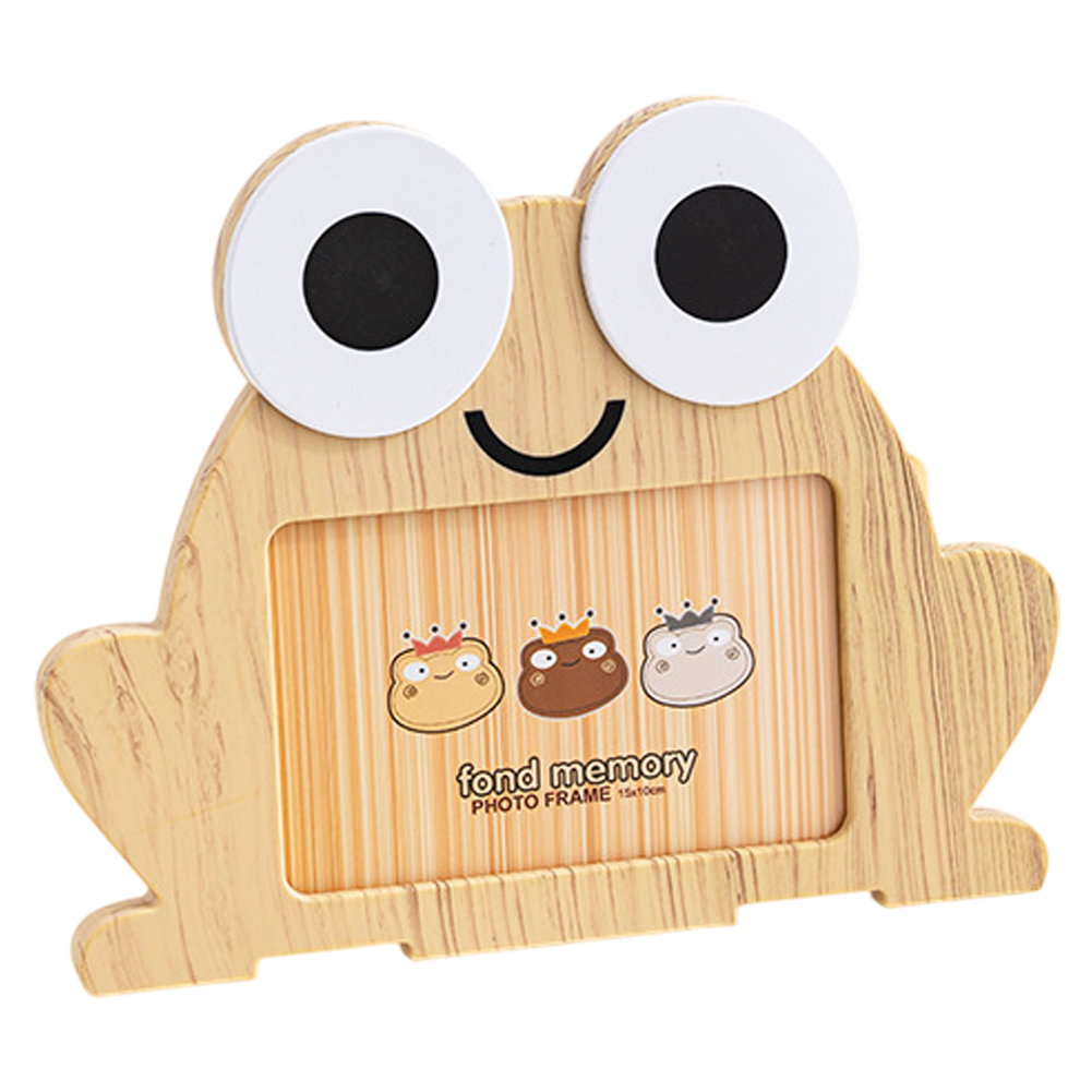 フォトフレーム 写真立て KG判 カエル 木目調 横置き 壁掛け 置き型