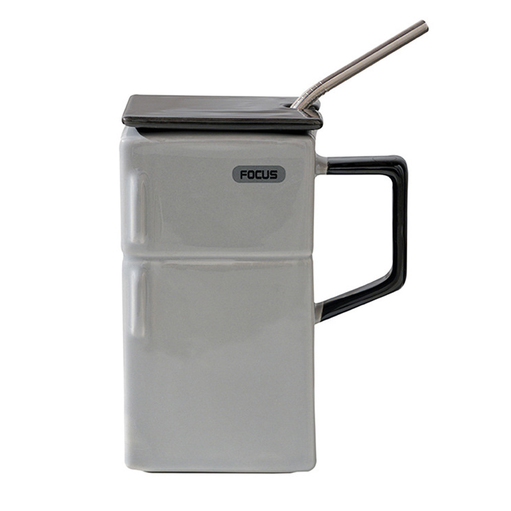 訳あり マグカップ おもしろグッズ 冷蔵庫型 デザイン コップ ストロー付き 蓋付き コーヒーカップ 大きい 550ml プレゼント 面白い GPT gu1c566-b(gu1c843) | ブランド登録なし | 02