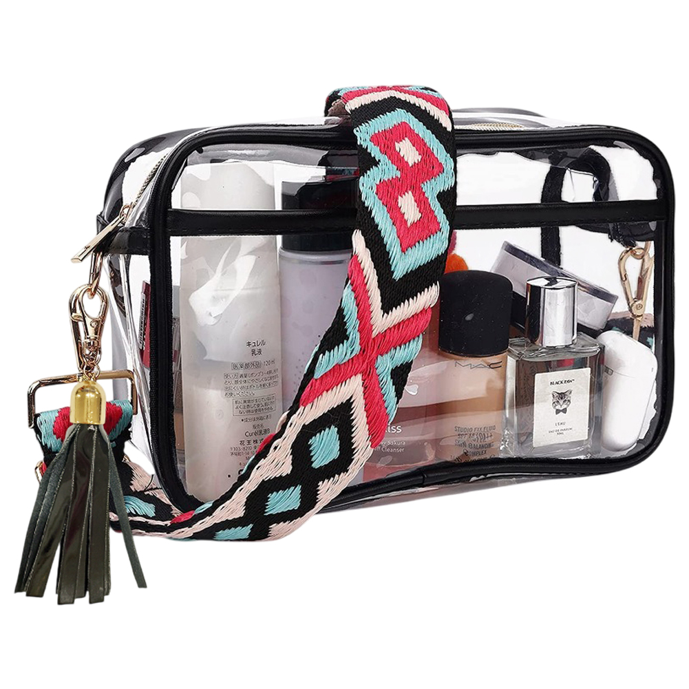 クリアバッグ レディース ショルダーバッグ 肩掛け 斜め掛け スクエア型 刺繍ベルト クリア 透明 バッグ ビニールバッグ 痛バッグ GPT 送料無料(gu1c668) | ブランド登録なし | 01