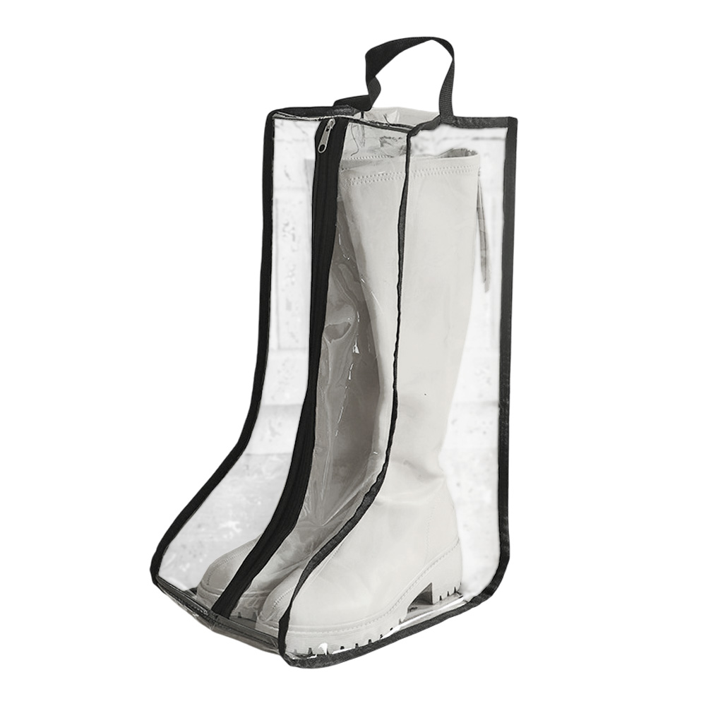 ブーツ 収納 ケース ロング 透明 取っ手 保管 クリア ロングブーツ 長靴 シューズケース 膝丈 レディース ブラックパイピング GPT 1点迄メール便OK(gu1c686) | ブランド登録なし | 01