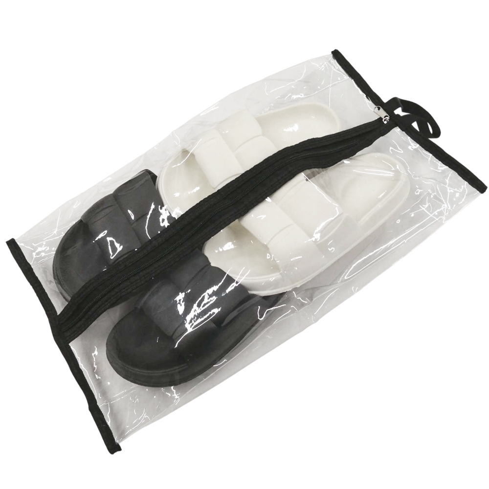 シューズケース シューズバッグ 26×46.5cm 透明 取っ手 クリア 収納 靴 袋 靴入れ シューズ 収納袋 スポーツ ブラックパイピング GPT 2点迄メール便OK(gu1c690) | ブランド登録なし | 01