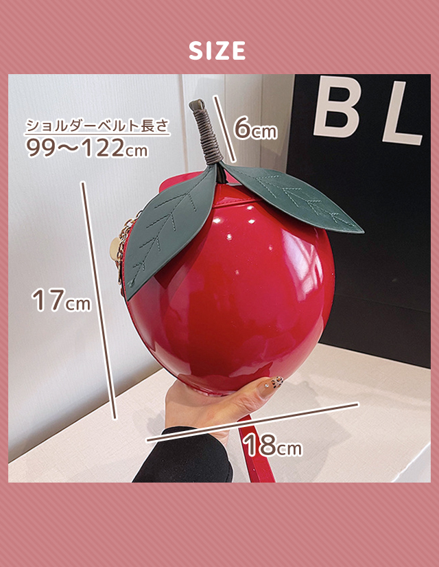 りんご ショルダーバッグ レディース ミニ かわいい 斜めがけ 肩掛け