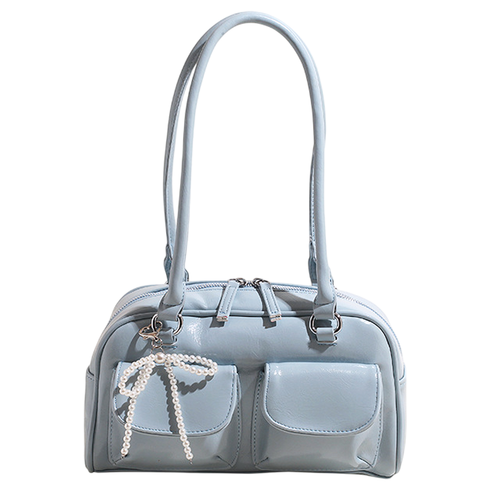 ミニボストンバッグ レディース フェイクレザー トートバッグ チャーム