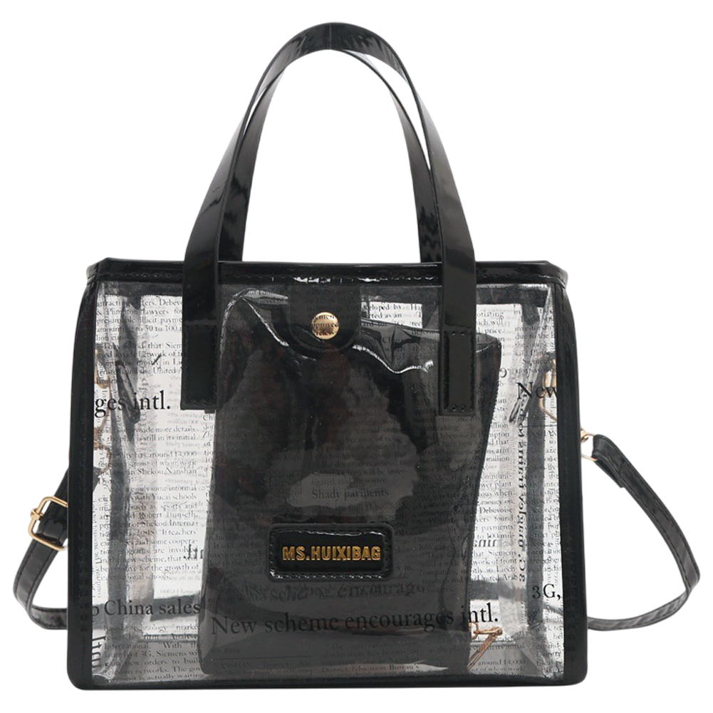 クリアバッグ トートバッグ ビニールバッグ ヒョウ柄 英字柄 ショルダーバッグ レディース ポーチ付き ミニ 透明バッグ 2WAY GPT 1点迄メール便OK(gu1c852) | ブランド登録なし | 02