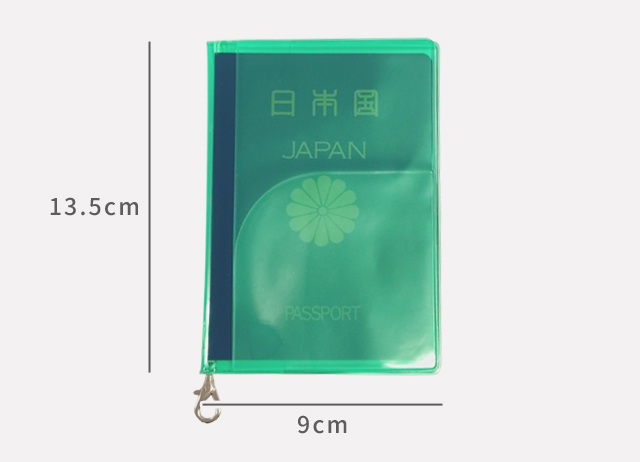 パスポートカバー クリア 透明 シンプル カラフル 金具 紐付き
