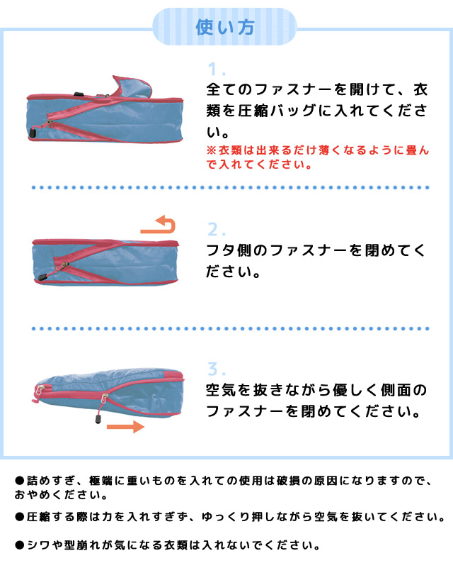 すみっコぐらし 衣類圧縮バッグ 圧縮袋 掃除機不要 ファスナー トラベル ポーチ 旅行 仕分け 収納ケース 40×31cm 大容量  1点迄メール便OK(ni3a012)