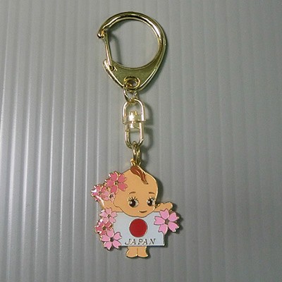 キューピー日の丸桜キーホルダー Q-007-KH 日本 国旗 和風 桜 40点迄