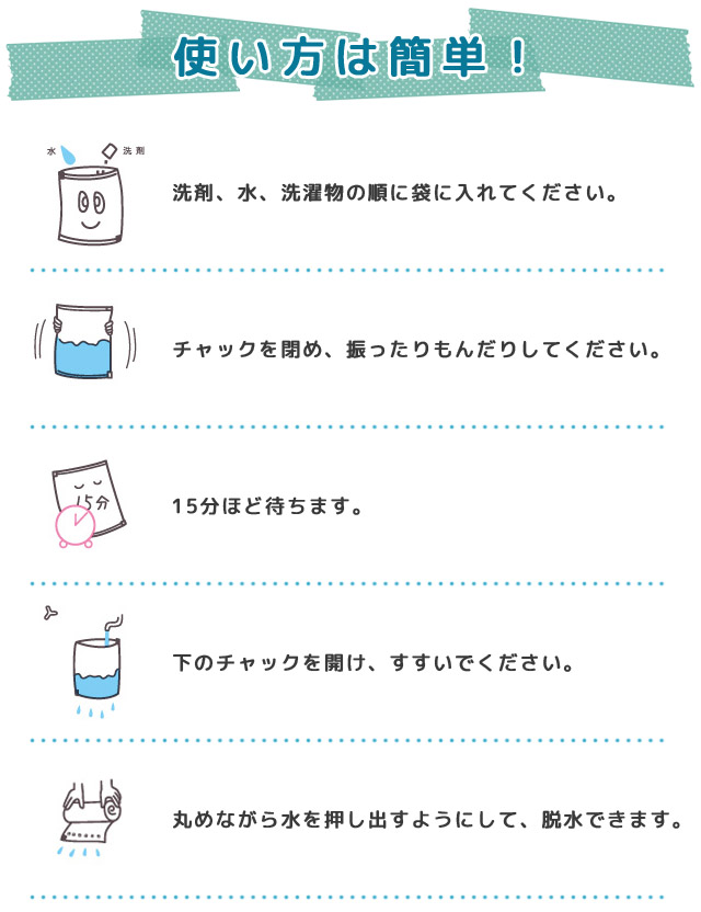 どこでも洗たくパック 圧縮袋 洗濯グッズ ランドリー 防災 便利グッズ 日本製 洗剤付き 手洗い LS-0680S 2点迄メール便OK（ra1a026）  :senntakuPack:スーツケースと旅行用品のgriptone - 通販 - Yahoo!ショッピング