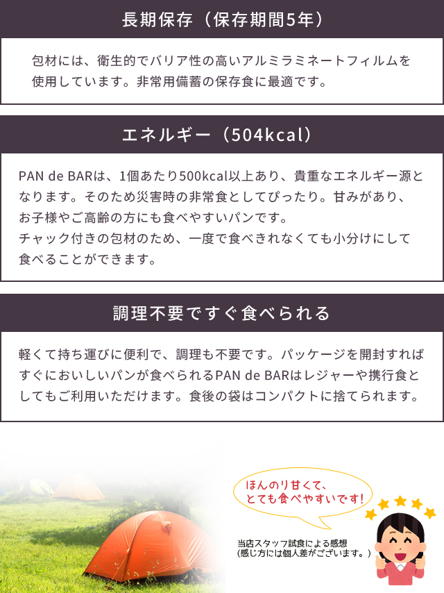 非常食 パン 最大 5年保存 たまご不使用 プレーン PAN de BAR