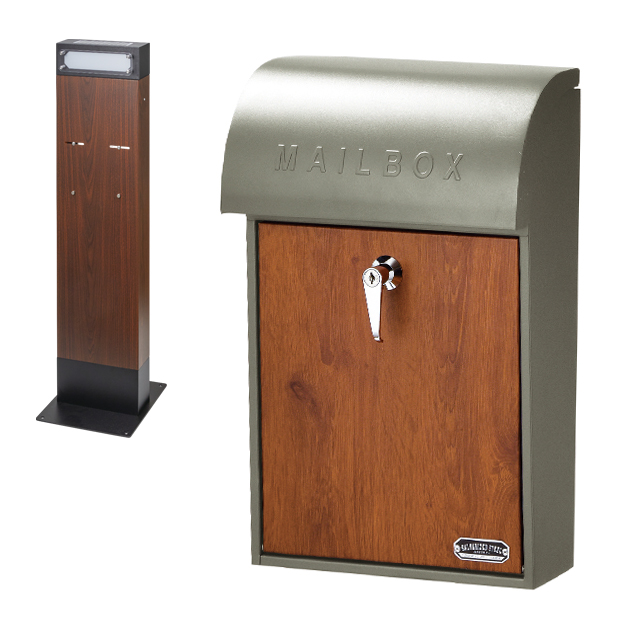 ポスト 壁掛け ポストスタンド セット ネームライト付き ソーラーライト 工事不要 木目調 キーロック式 S24-0503 S24-0503 SI-3945 SI-3946 SI-3947(se4a017) |  | 02