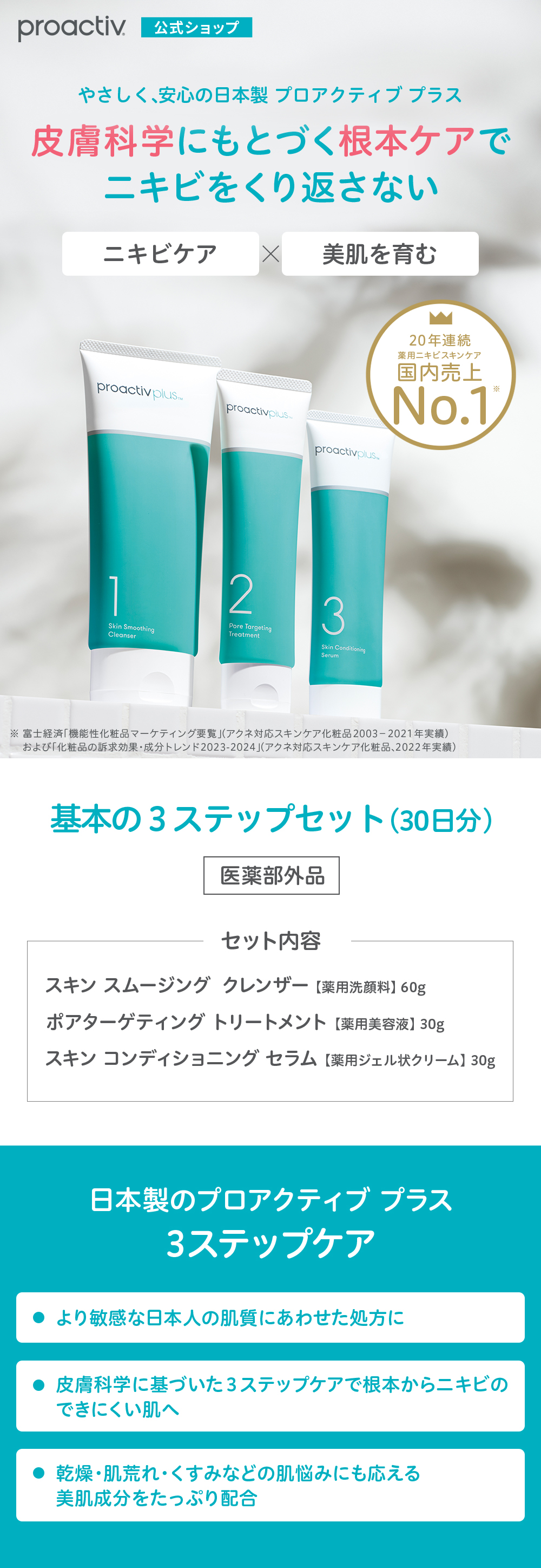 にきびケア ニキビ跡 スマートセット 30日 サイズ プロアクティブ+ ニキビ 薬 proactiv クリーム 洗顔料 美容液 セラム 肌荒れ  思春期ニキビ 正規店