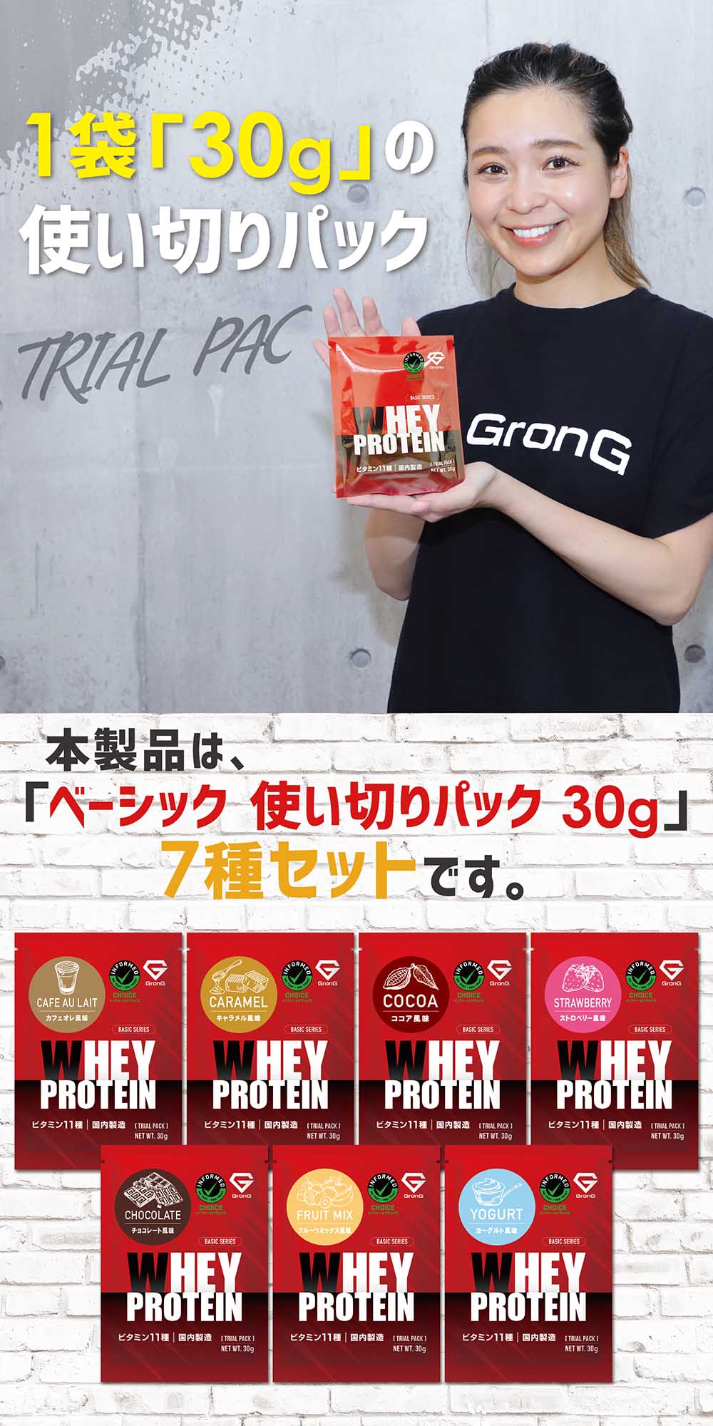 GronG（グロング） ホエイプロテイン100 ベーシック トライアルパック