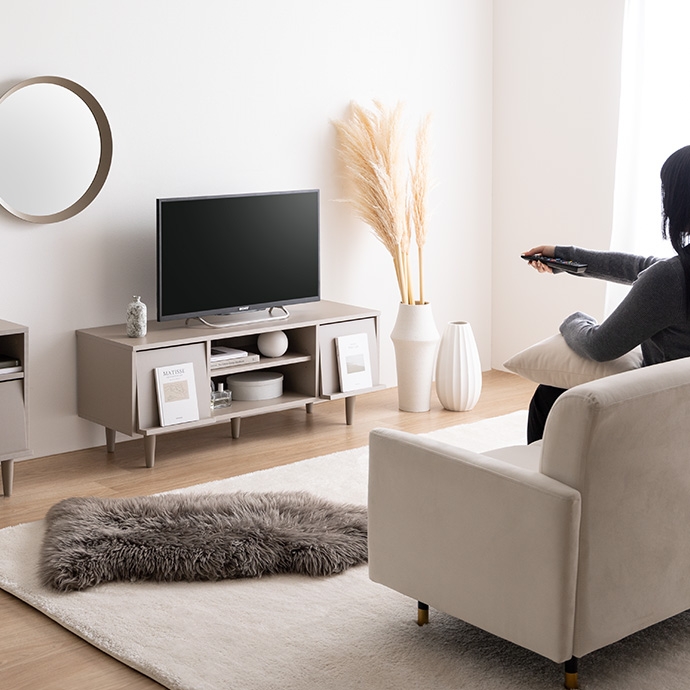 テレビ台 テレビボード CARU 110cm幅 組み立て品 ホワイト色