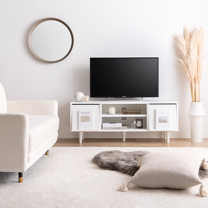 テレビ台 テレビボード CARU 110cm幅 組み立て品 ホワイト色