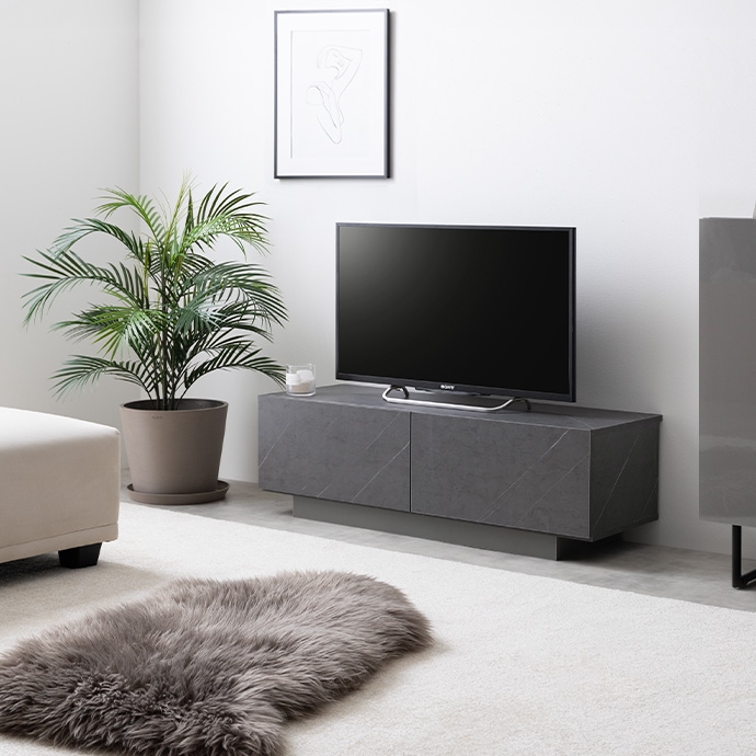 グレー テレビボード 3つの引き出し付き テレビ台 テレビボード100cm幅 SIN 大理石模様 グレー 2色 引出し