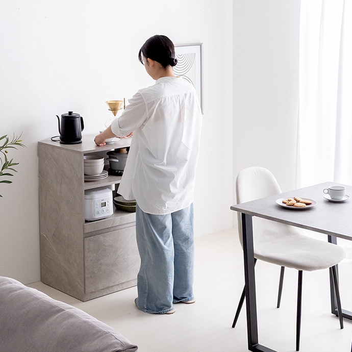 レンジ台 キッチン収納 60cm幅 PUT ストーン グレー 全2色 コンパクト