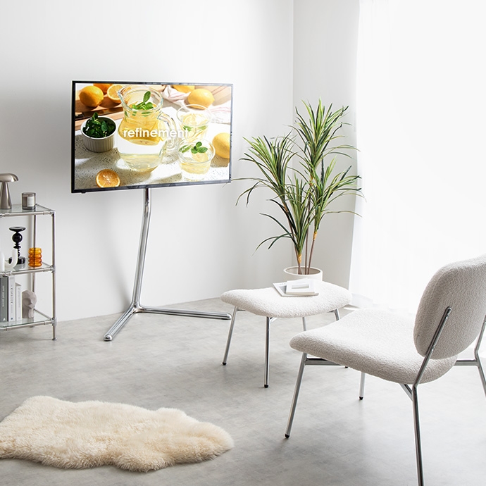 テレビスタンド ERUCI 1台単品 シルバー 幅88.7cm×奥行51.6cm×高さ