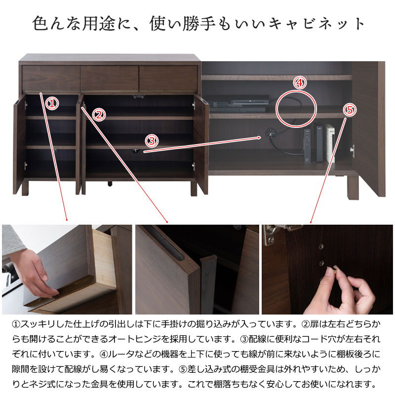 キャビネット ダークブラウン ANGRY 幅115.5 奥行40.5 高さ85.5