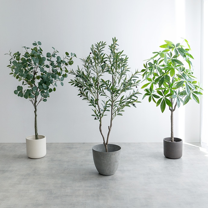 光触媒人工観葉植物 fake green ユーカリ (約)幅60cm×奥行45cm×高さ150cm 照明光で消臭・抗菌・防汚・ホルムアルデヒド分解の効果を発揮 フェイクグリーンの画像