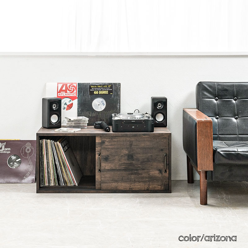 レコード収納棚 レコードラック 木製 ヴィンテージ調 LPレコード 約50