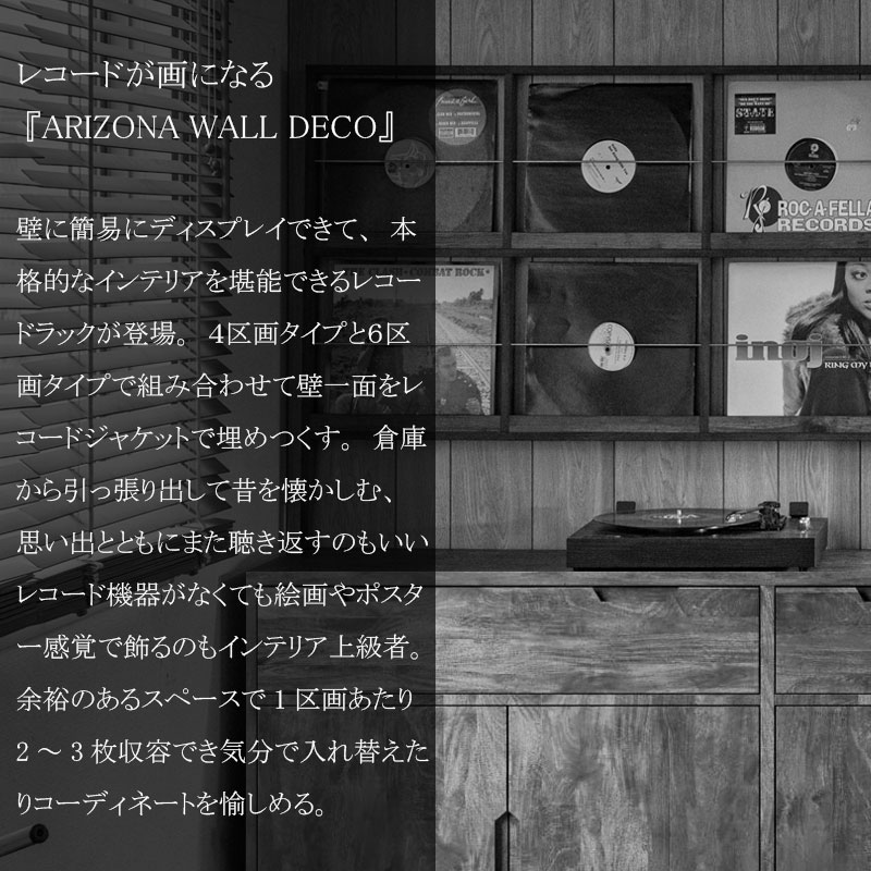 壁面 レコードラック タイプ6 壁掛け レコード収納 LPディスプレイ