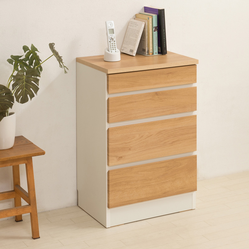 チェスト スリム 幅50cm 日本製 完成品 ナチュラル ホワイト CLFR